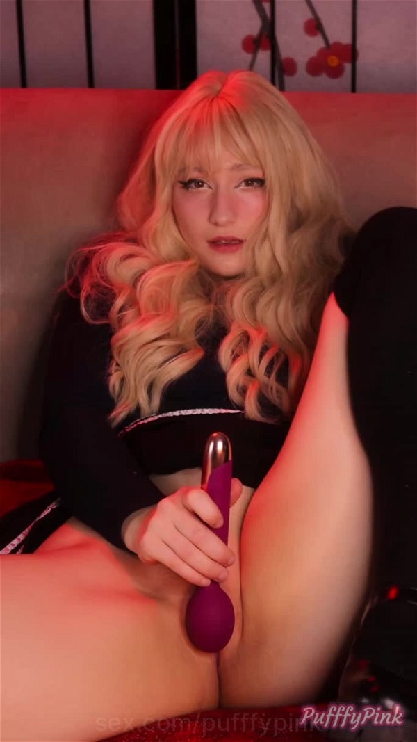Cute Blonde Ahegao Girl Masturbating With Vibrator Until Orgasm